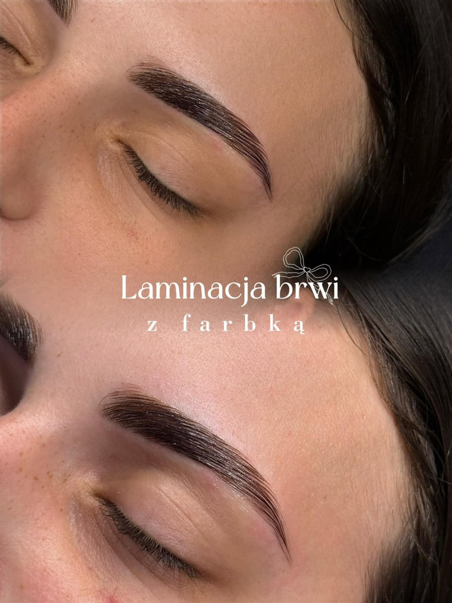 Laminacja brwi z farbką — efekt końcowy